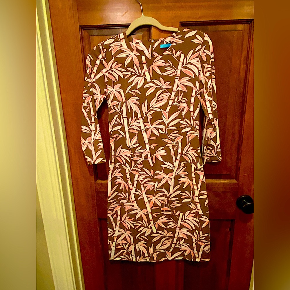 J McLaughlin Brown/Pink Bamboo Grove Dress.  XS New with Tags